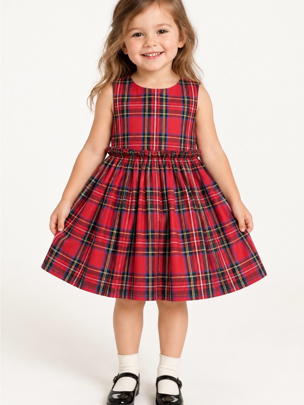 Crewcuts J.Crew Girls Size 3 Red Tartan Plaid Cotton Holiday Christmas Dress